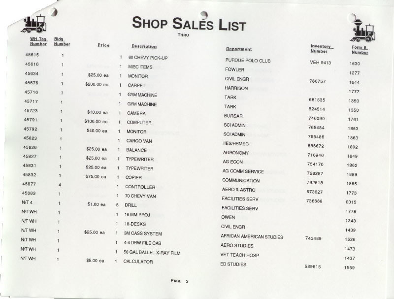 Salvage Sales List